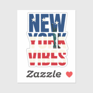 New York vibes USA flag Statue of Liberty sticker