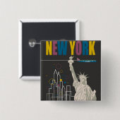 New York Vierkante Button 5,1 Cm (Voorkant /achterkant)
