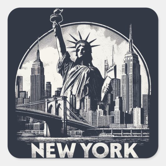  New York Vierkante Sticker (Voorkant)