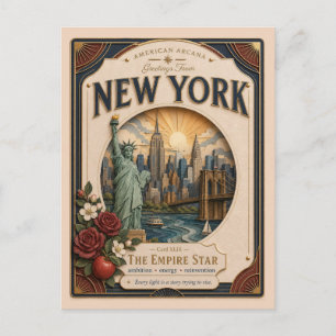 New York Vintage Paper Cut Amerikaanse Arcana Briefkaart