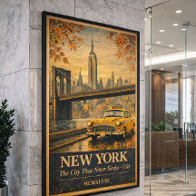 New York Vintage Reisposter | Brooklyn Bridge