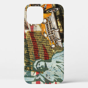 New York vintage reizen poster. iPhone 12 Hoesje