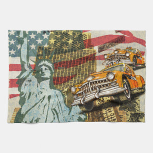 New York vintage reizen poster. Theedoek