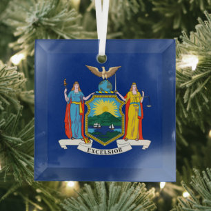 New York-vlag, The Empire State, Amerikaanse kolon Glas Ornament