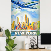 New York,  vliegreizen Poster (Thuiskantoor)