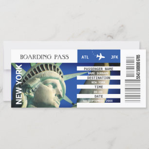 New York vliegtuig boarding pass uitje weekend Kaart