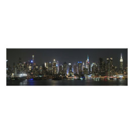New York voor de nacht panorama Foto Afdruk