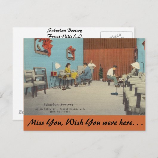 New York, voorstedelijke bootery, Forest Hills Briefkaart (Voorkant / Achterkant)