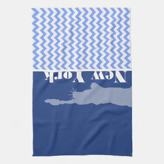 New York, Vrijheidsbeeld; Blue Chevron Theedoek (Verticaal)
