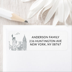 New York Vrijheidsbeeld Nieuw adreslabel Etiket