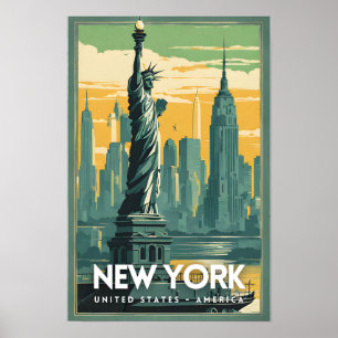 New York Vrijheidsbeeld Nostalgisch Poster