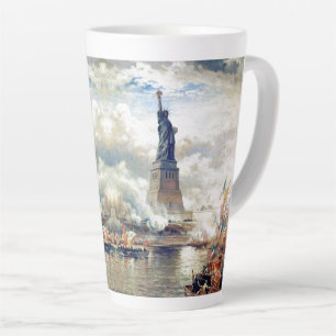 New York Vrijheidsbeeld van Harbour Flags Latte Mo Mok