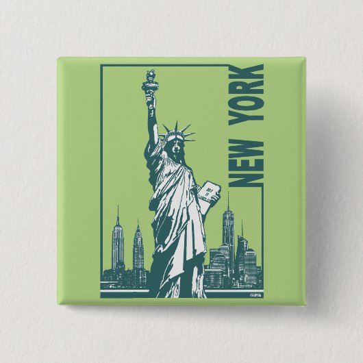 New York-Vrijheidsbeeld Vierkante Button 5,1 Cm (Voorkant)