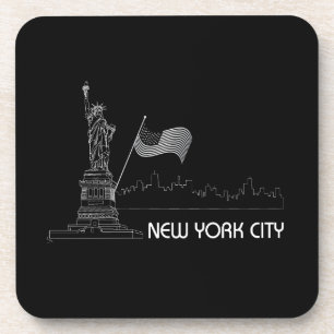 New York - Vrijheidsbeeld VS vlag Bier Onderzetter