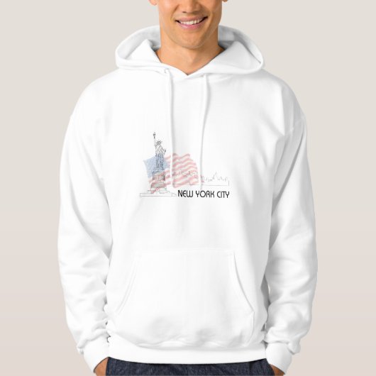 New York - Vrijheidsbeeld VS vlag Hoodie (Voorkant)