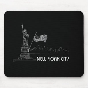 New York - Vrijheidsbeeld VS vlag Muismat