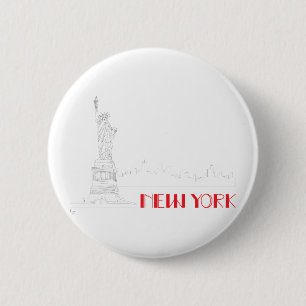 New York, Vrijheidsstandbeeld Ronde Button 5,7 Cm