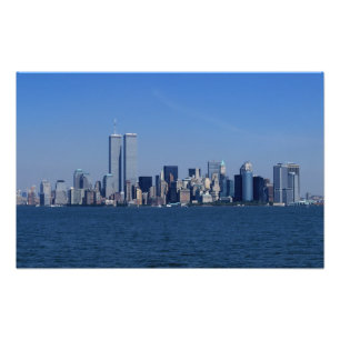 New York, VS. Silhouet van het centrum van Manhatt Foto Afdruk