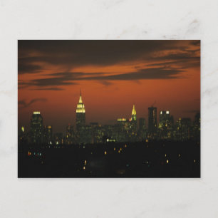 New York, VS. Silhouet van uptown Manhattan 2 Briefkaart