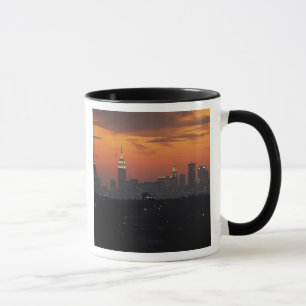 New York, VS. Silhouet van uptown Manhattan Mok