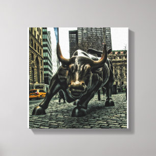 New York Wall Street Taureau sur la toile