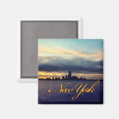 New York Waterfront Sunset Magnet Magneet (Voorkant / Achterkant)