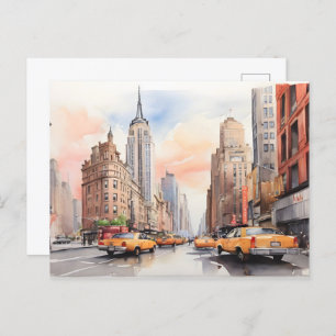 New York waterverf kunst Briefkaart