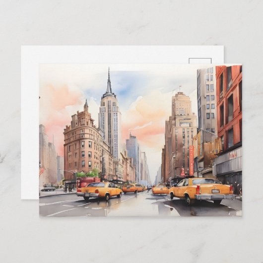 New York waterverf kunst Briefkaart (Voorkant / Achterkant)