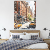 New York waterverf kunst Canvas Afdruk (Insitu (Slaapkamer))