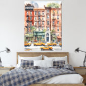New York waterverf kunst Canvas Afdruk (Insitu (Slaapkamer))