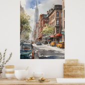 New York waterverf kunst Poster (Keuken)