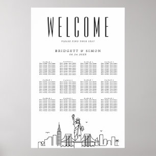 New York Wedding 12 tabel Zitplaatskaart Poster