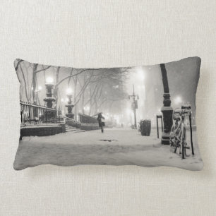 New York Winter - Snowy Night - Bryant Park Kussen