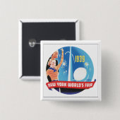 New York World's Fair 1939 Vierkante Button 5,1 Cm (Voorkant /achterkant)