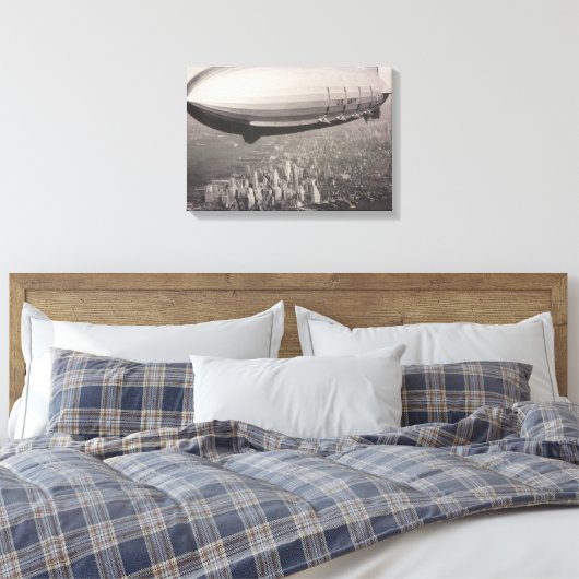 New York Zeppelin Canvas Afdruk (Insitu (Slaapkamer))