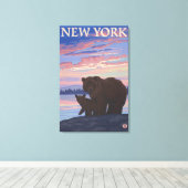 New YorkBear en Cub Canvas Afdruk (Insitu (Houten vloer))
