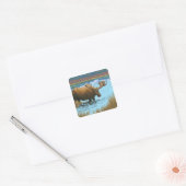 New YorkMoose Drink in Lake Vierkante Sticker (Envelop)