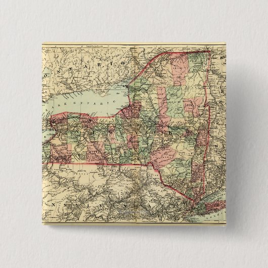 New YorkPanoramic MapNew York Vierkante Button 5,1 Cm (Voorkant)