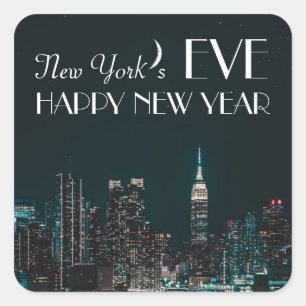 New York's Eve, Happy New Year Vierkante Sticker