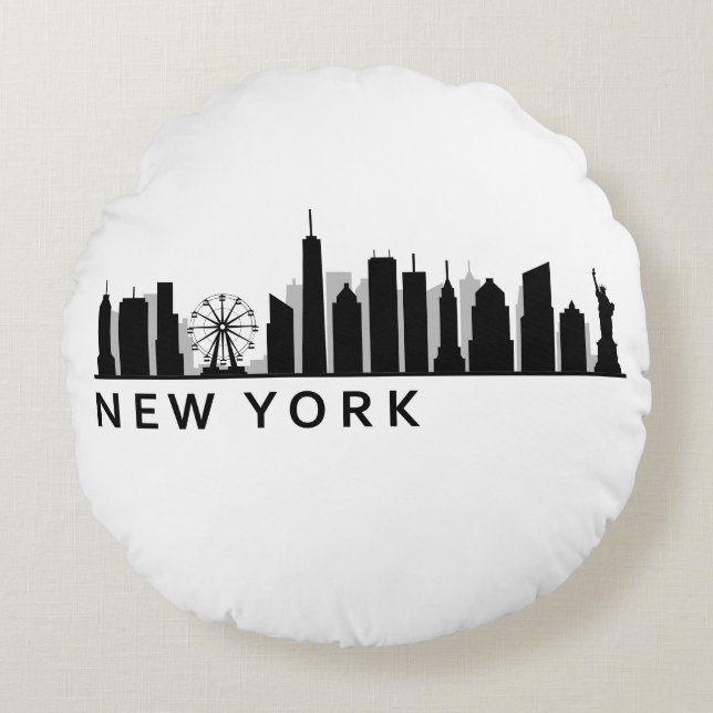 New Yorkse skyline Rond Kussen (Voorkant)