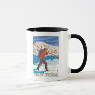 New YorkSkier Carrying Skis Mok