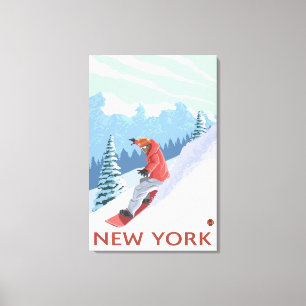 New YorkSnowboarder Scene Canvas Afdruk