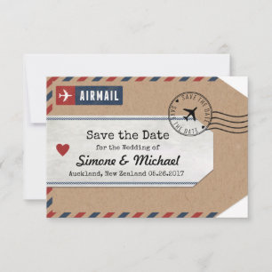 New Zealand Airmail Bagagelabel Save Date Save The Date