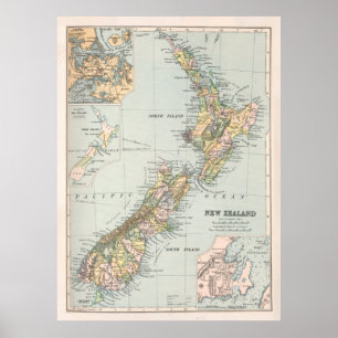 New Zealand Map (1892) New Zealander Poster