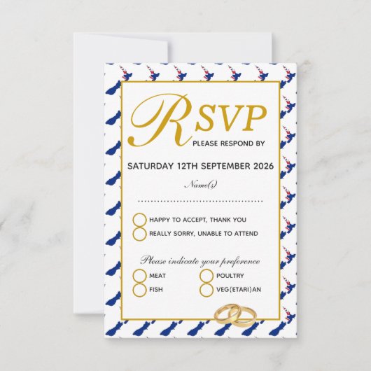 NEW ZEALAND Wedding Celebration RSVP Response Kaar (Voorkant)
