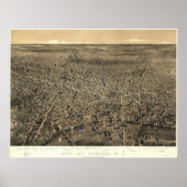 Newark New Jersey 1874 Antiek Panorama Poster (Voorkant)