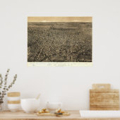 Newark New Jersey 1874 Antiek Panorama Poster (Keuken)