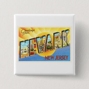 Newark New Jersey NJ Vintage Travel Briefkaart- Vierkante Button 5,1 Cm