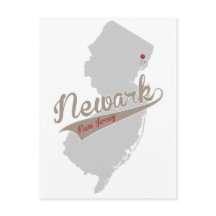 Newark, New Jersey - Pin Map - POSTCARD