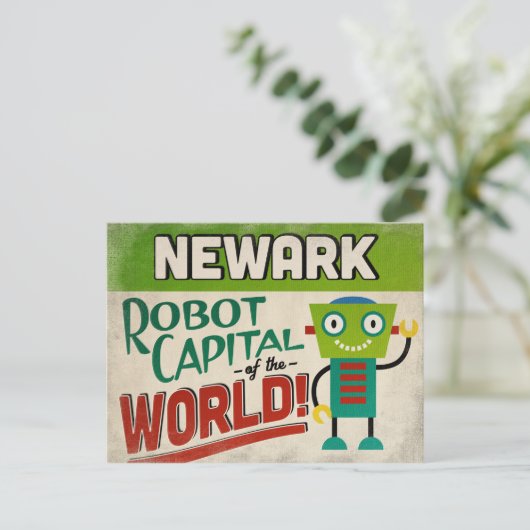 Newark New Jersey Robot - Funny  Briefkaart (Staand voorkant)